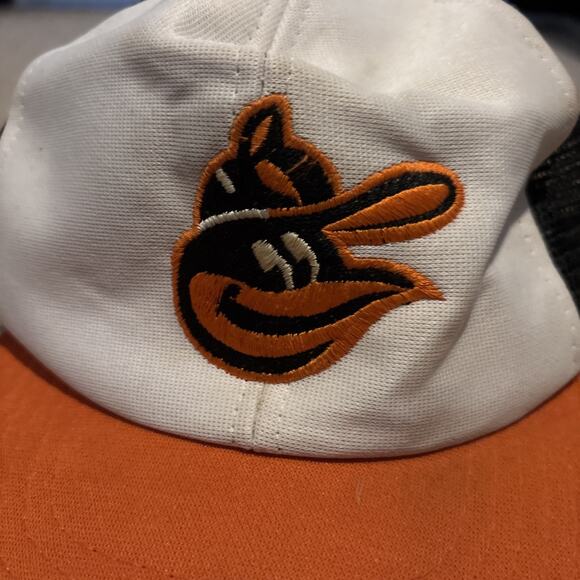 Vintage 60s 70s Baltimore Orioles Hat Orange Black Mesh MLB Snap - Picture 2 of 12